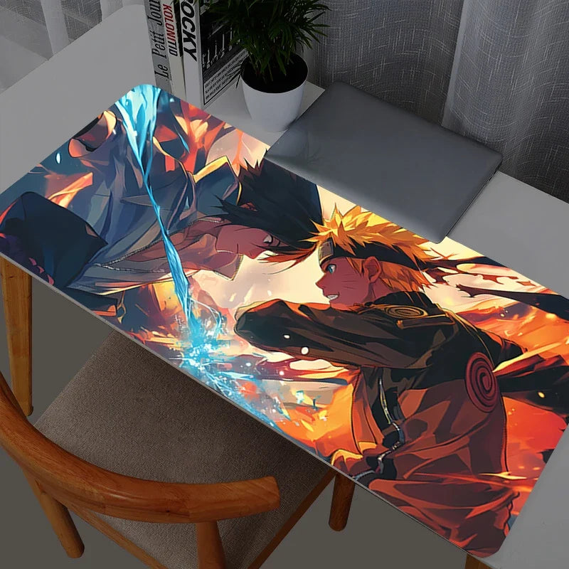 NARUTO Naruto vs Sasuke Anime Rubber Mouse Pad – Extended Gaming Desk Mat - Side View | Kamigami – Naruto Collectibles