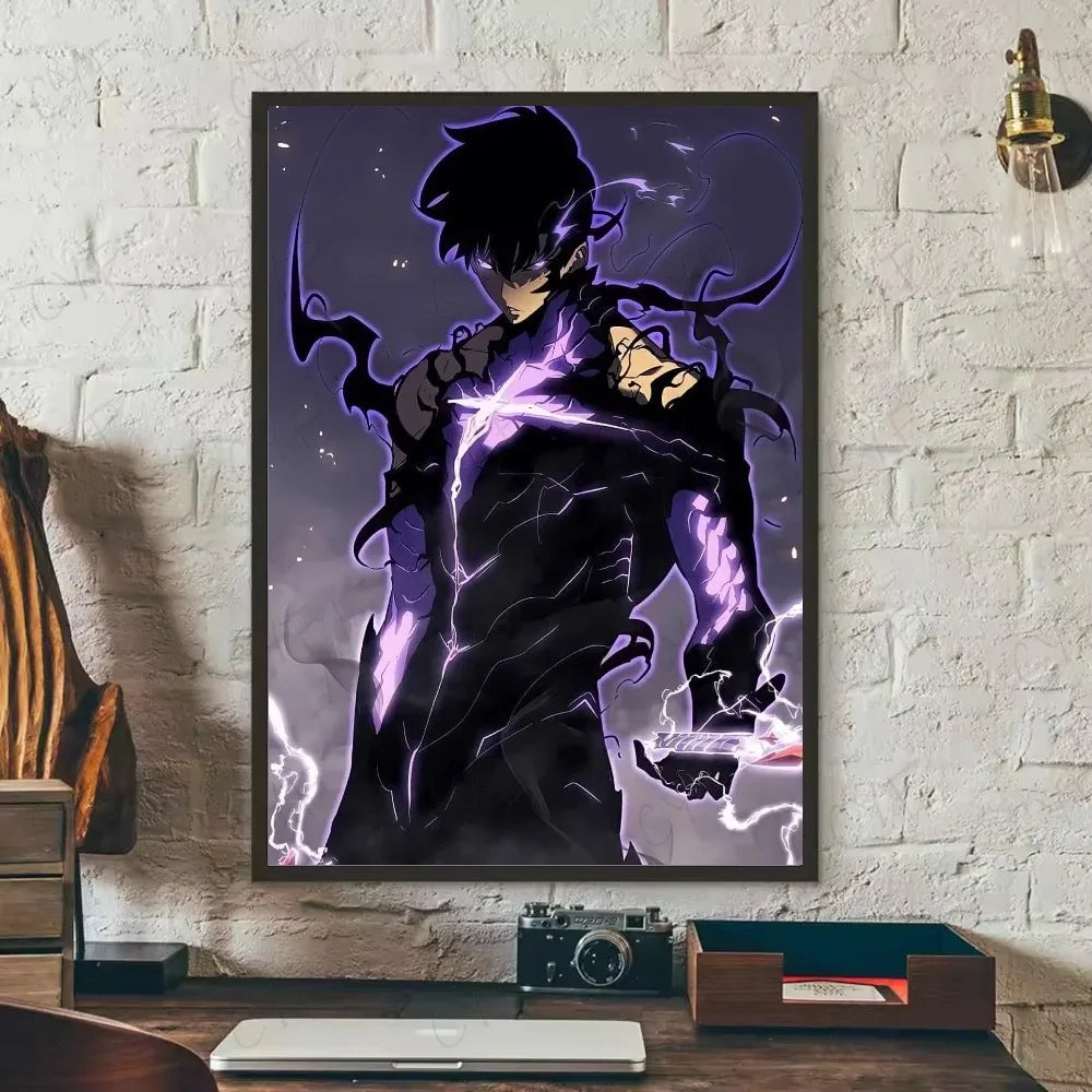 SOLO LEVELING Frameless Canvas Painting – Anime Wall Art Print - Full View | Kamigami – Solo Leveling Collectibles