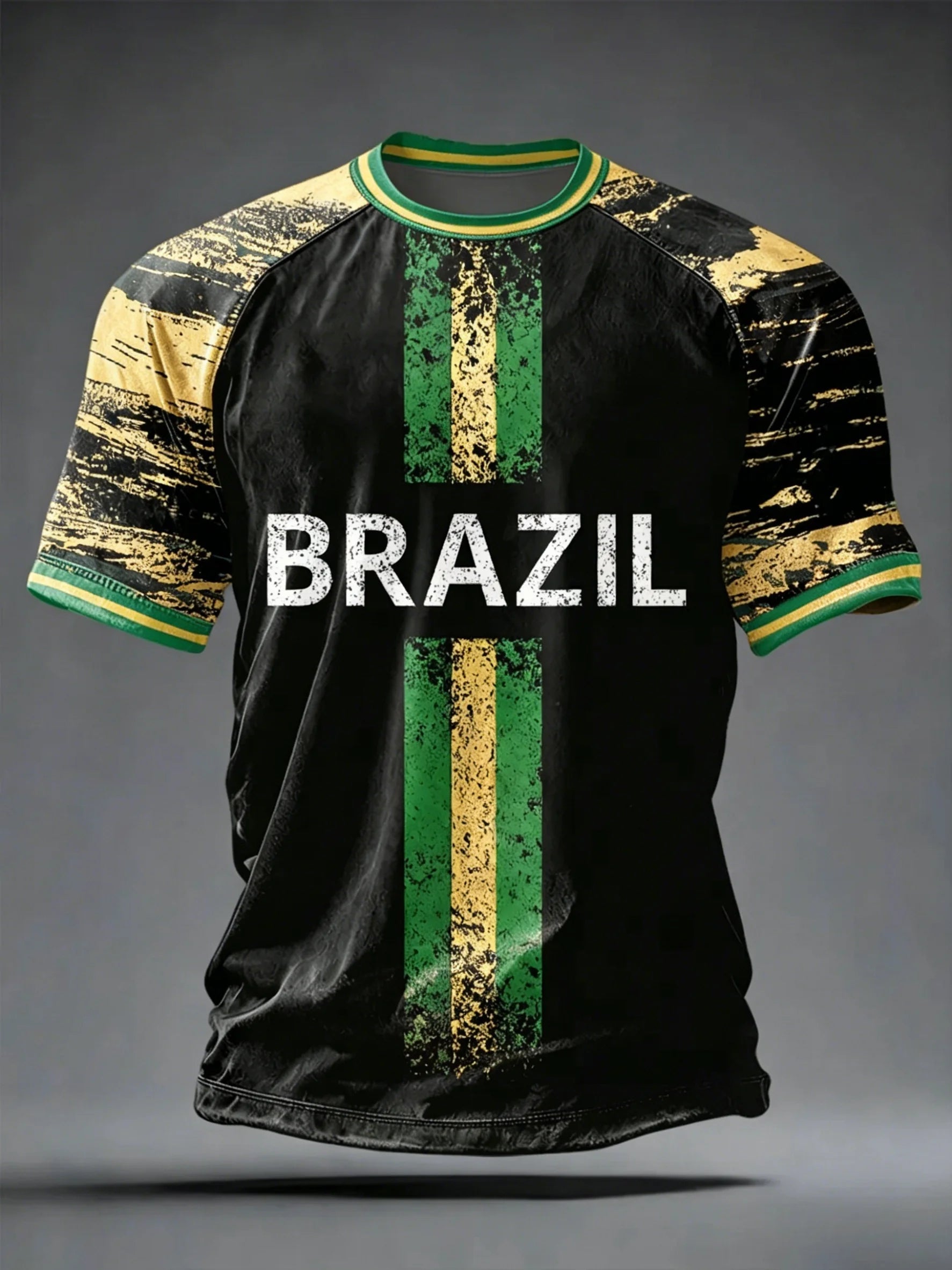 🇧🇷 Brazil Football T-Shirt 2026 | 3D Print Crew Neck Tee | Men's Samba Style World Cup Jersey
