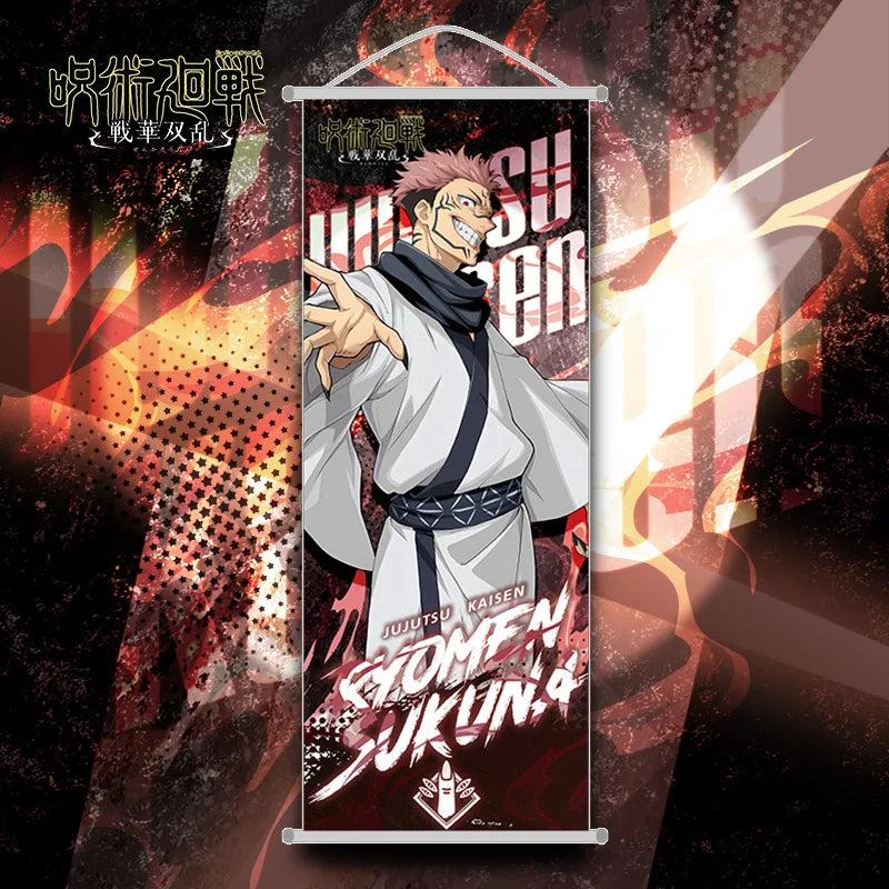 JUJUTSU KAISEN Gojo Satoru Hanging Scroll – Iconic Wall Decor - Back View | Kamigami – Jujutsu Kaisen Collectibles