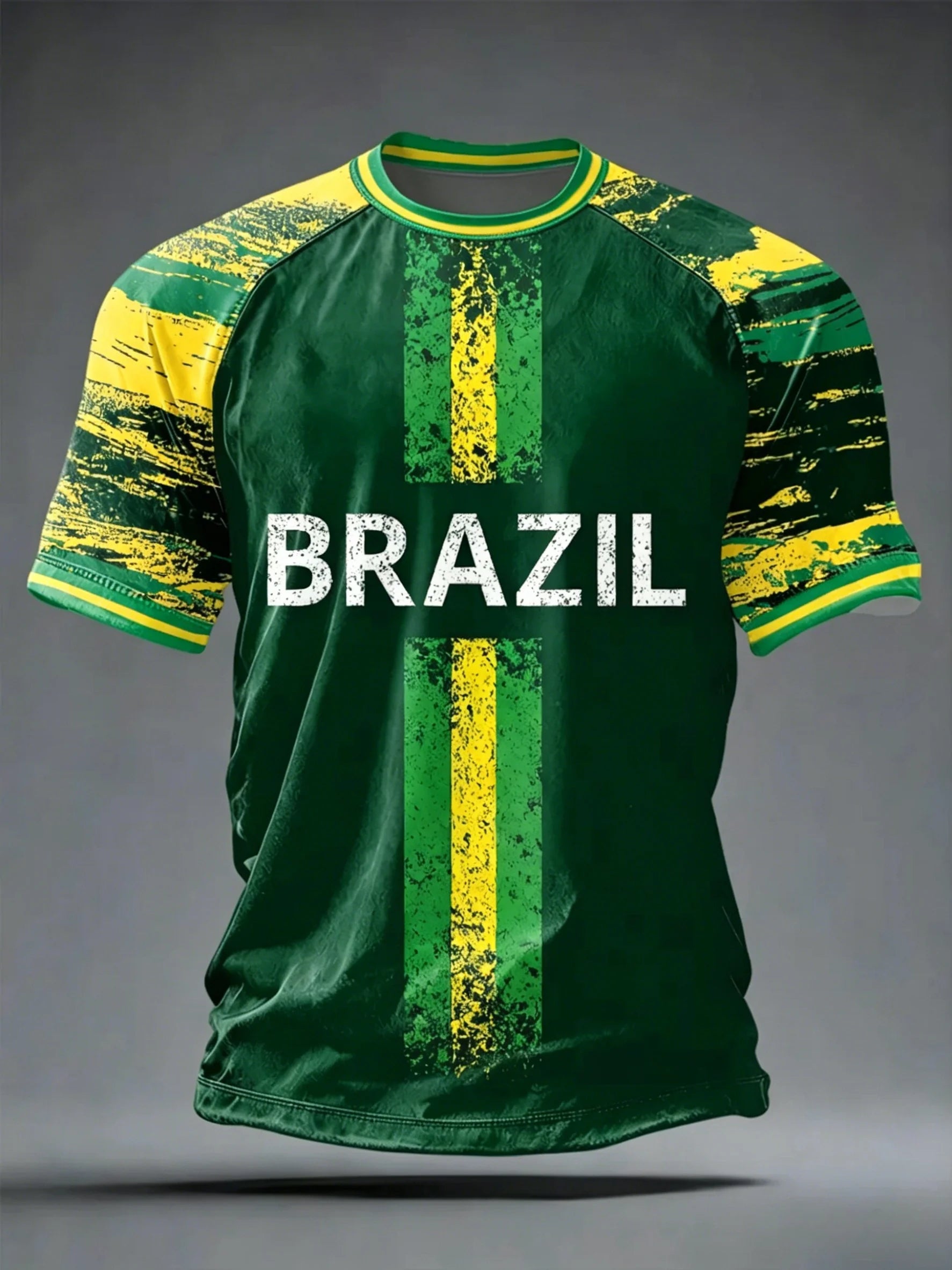 🇧🇷 Brazil Football T-Shirt 2026 | 3D Print Crew Neck Tee | Men's Samba Style World Cup Jersey