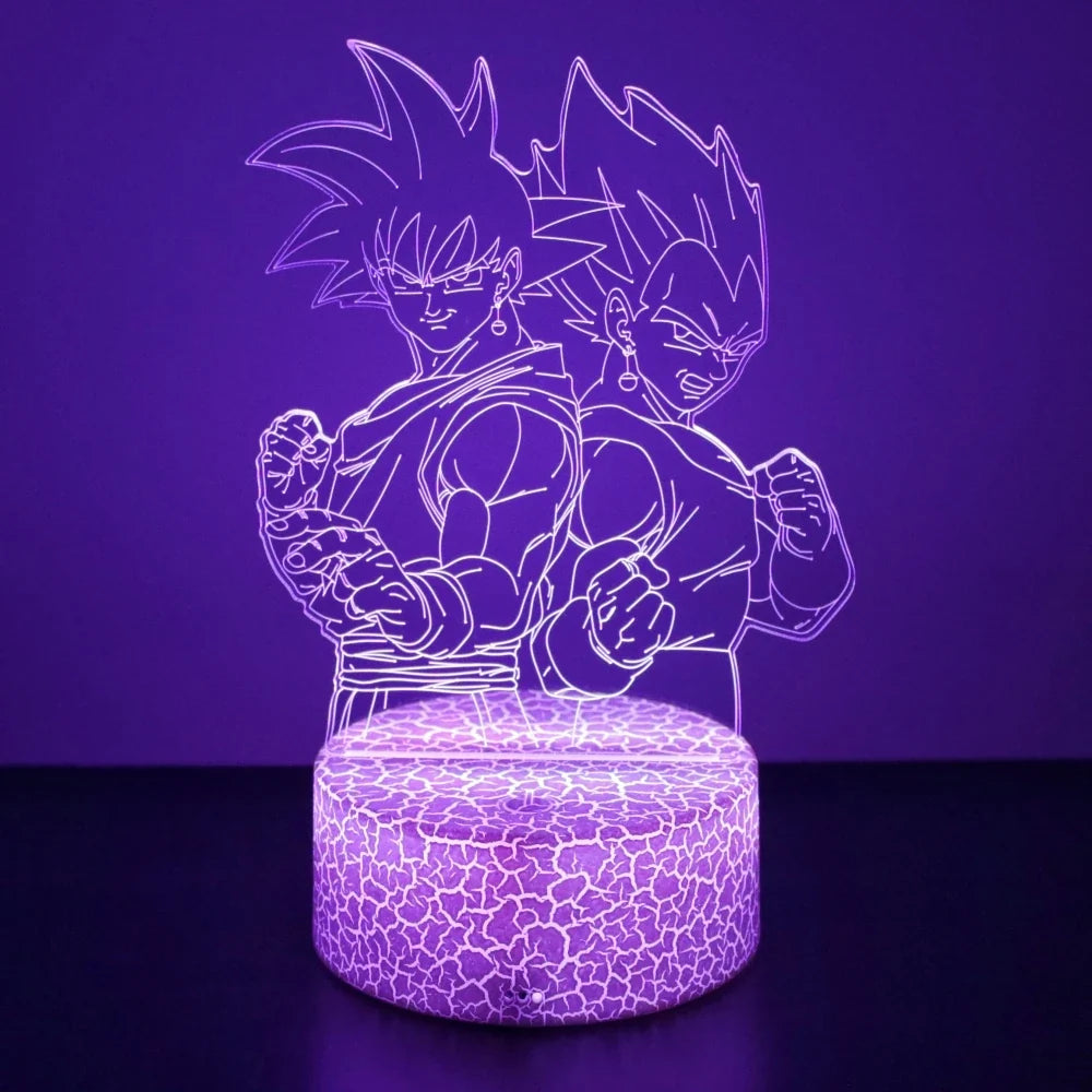 DRAGON BALL Z 3D LED Lamp – Goku, Vegeta & Gohan Super Saiyan Night Light - Angle View | Kamigami – Dragon Ball Collectibles