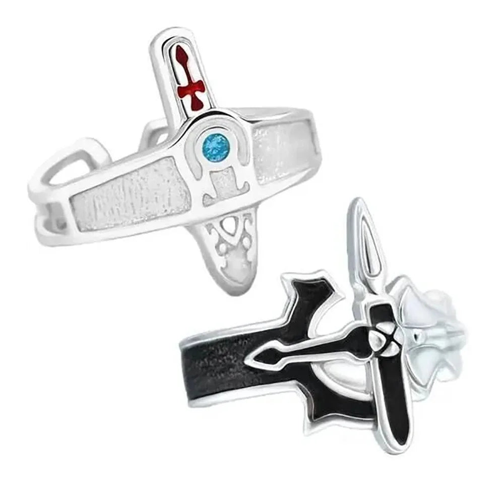 [SWORD ART ONLINE] Asuna & Kirito Rings – Retro Cross Design - Back View | Kamigami – Sword Art Online Collectibles