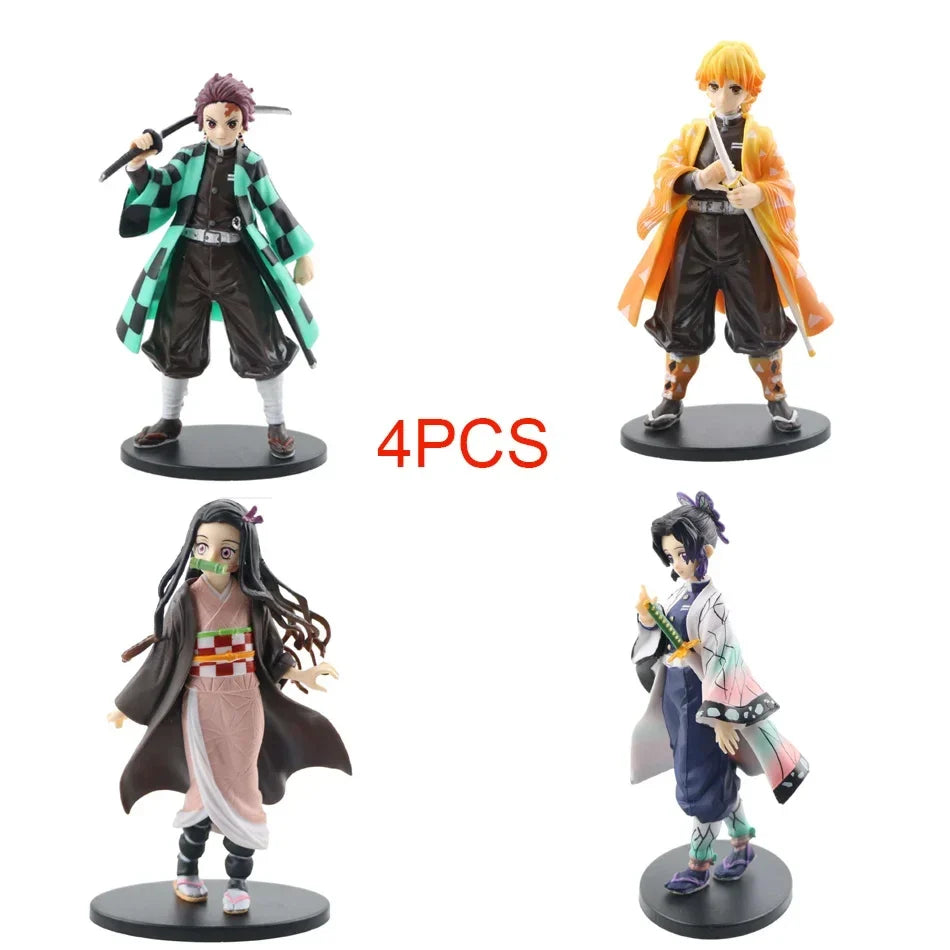 DEMON SLAYER Kamado Tanjirou & Nezuko 4PCS Figures – 's Set - Side View | Kamigami – Demon Slayer Collectibles