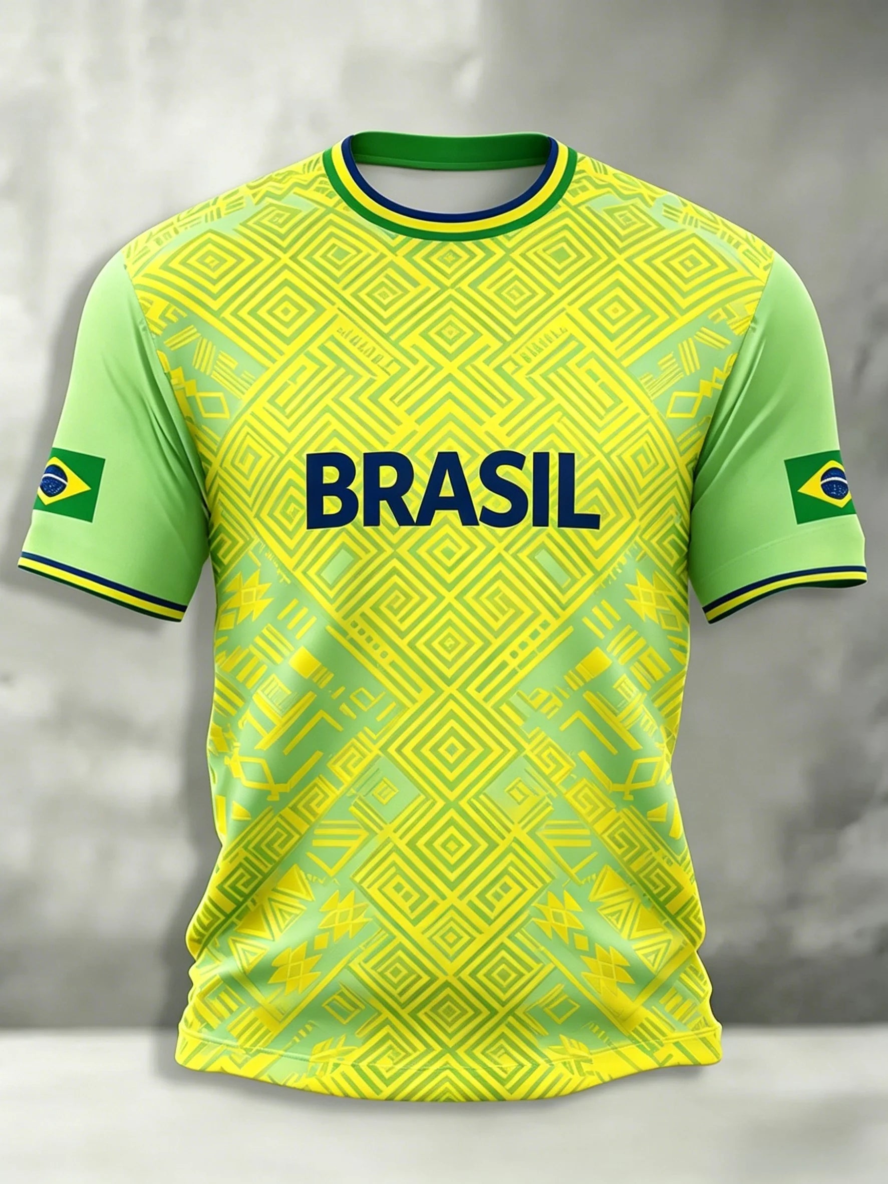 🇧🇷 Brazil Football T-Shirt 2026 | 3D Print Crew Neck Tee | Men's Samba Style World Cup Jersey