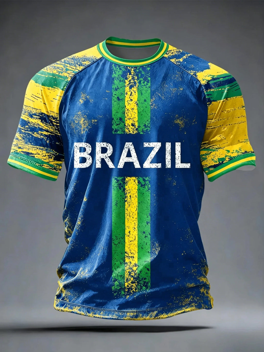 🇧🇷 Brazil Football T-Shirt 2026 | 3D Print Crew Neck Tee | Men's Samba Style World Cup Jersey