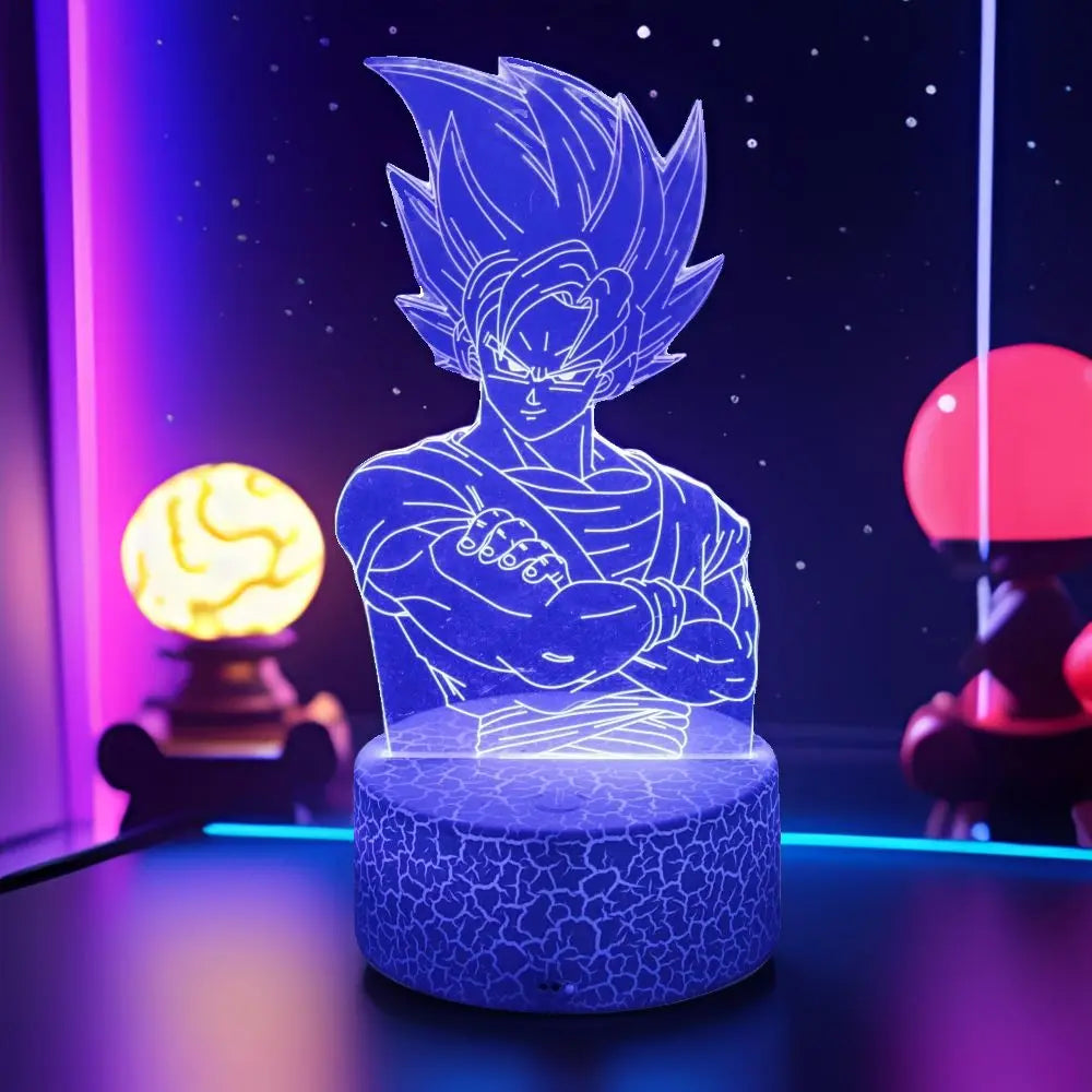 DRAGON BALL Z 3D LED Lamp – Goku, Vegeta & Gohan Super Saiyan Night Light - Side View | Kamigami – Dragon Ball Collectibles