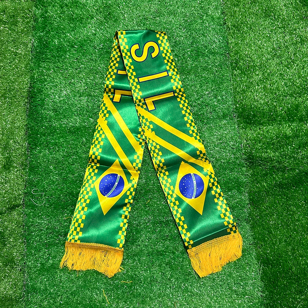 🇧🇷 Brazil Football Scarf Flag 14x130cm | Double-Printed Satin Banner | World Cup 2026 Fan Essential