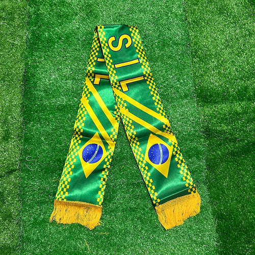🇧🇷 Brazil Football Scarf Flag 14x130cm | Double-Printed Satin Banner | World Cup 2026 Fan Essential