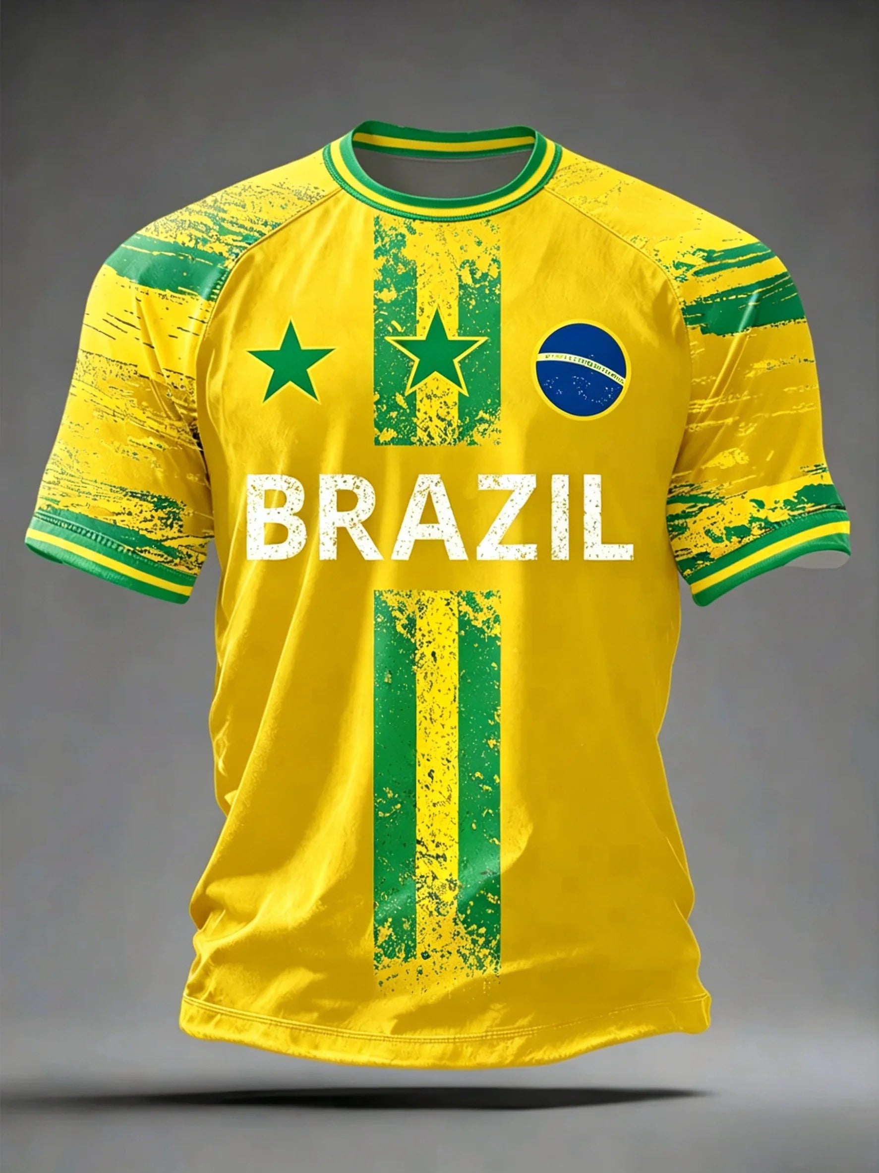 🇧🇷 Brazil Football T-Shirt 2026 | 3D Print Crew Neck Tee | Men's Samba Style World Cup Jersey