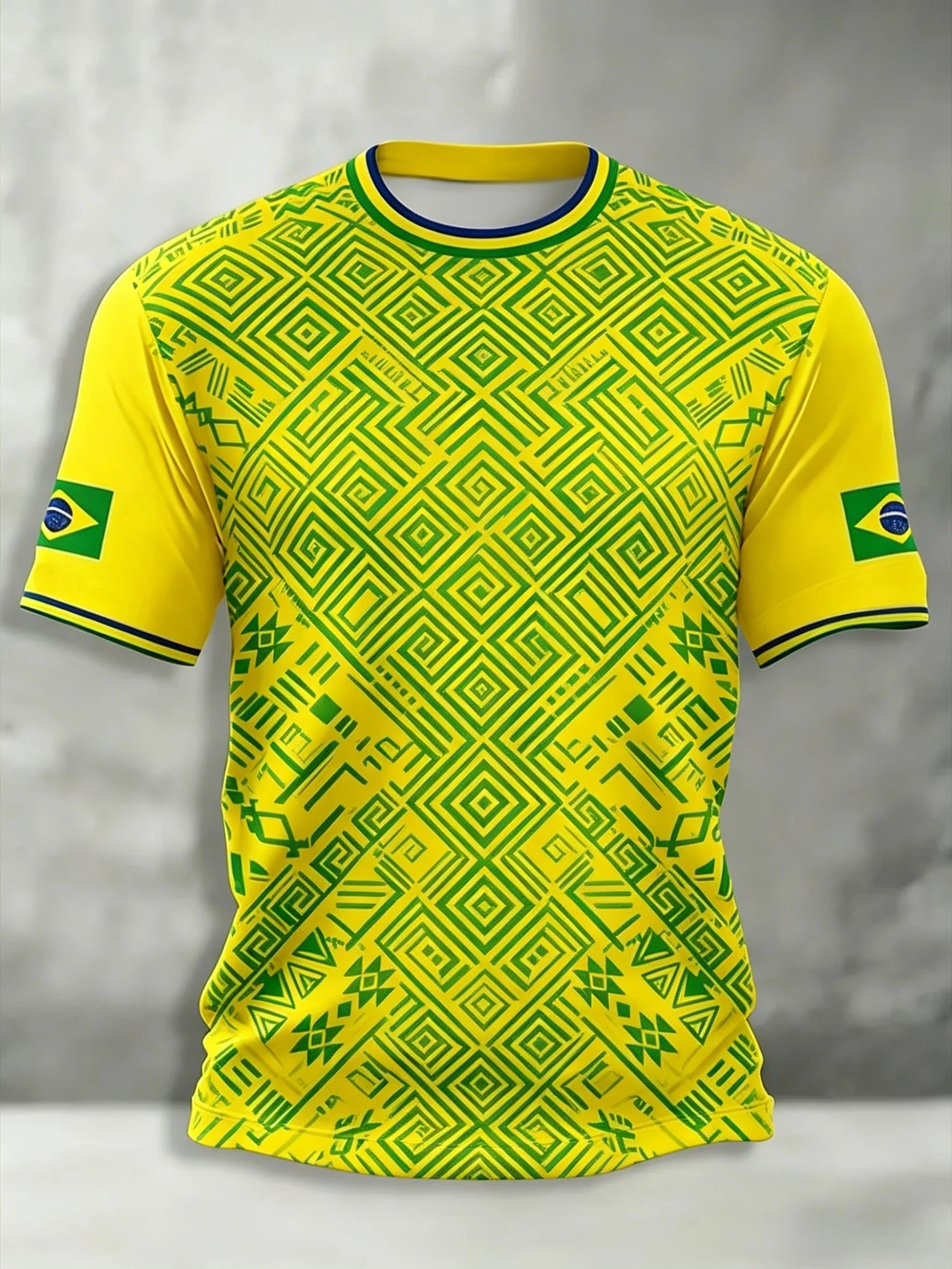 🇧🇷 Brazil Football T-Shirt 2026 | 3D Print Crew Neck Tee | Men's Samba Style World Cup Jersey