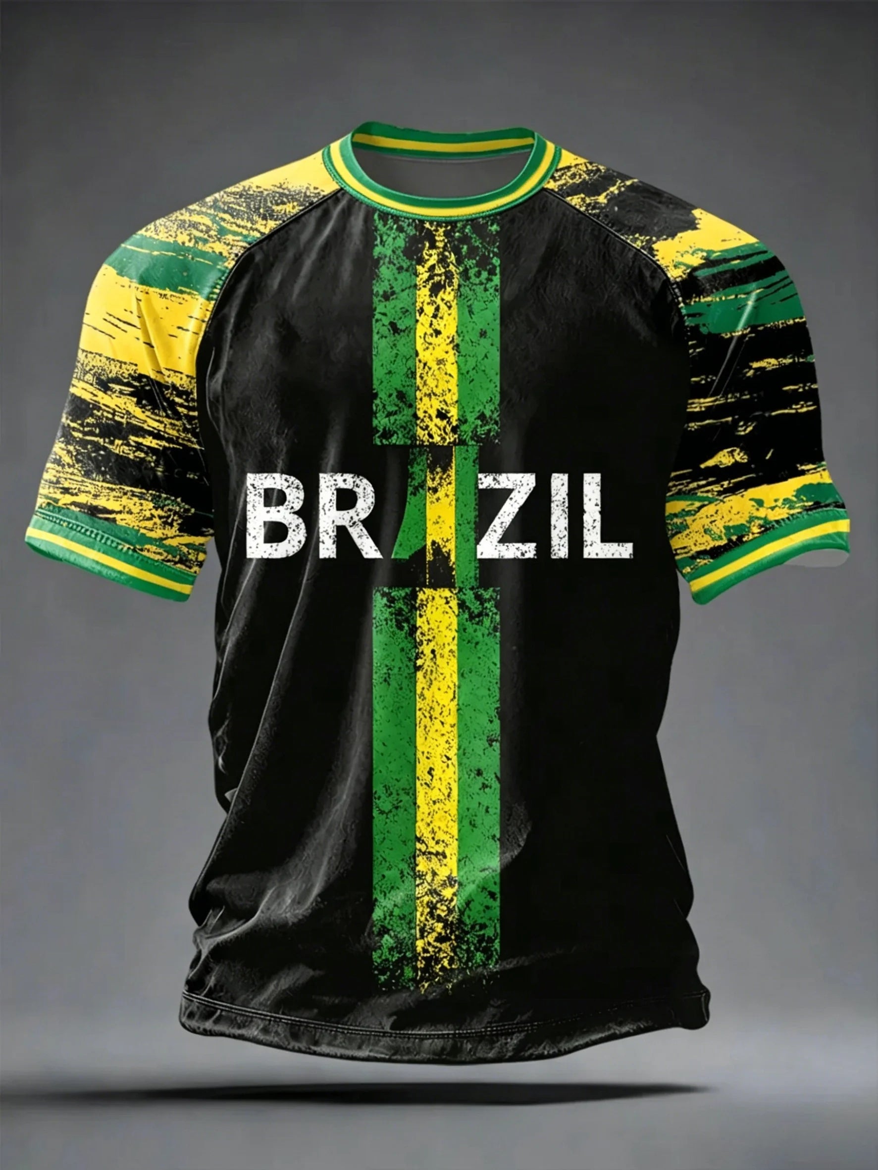 🇧🇷 Brazil Football T-Shirt 2026 | 3D Print Crew Neck Tee | Men's Samba Style World Cup Jersey