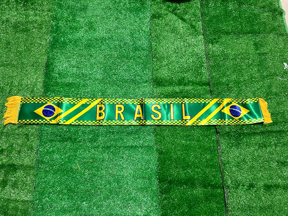 🇧🇷 Brazil Football Scarf Flag 14x130cm | Double-Printed Satin Banner | World Cup 2026 Fan Essential