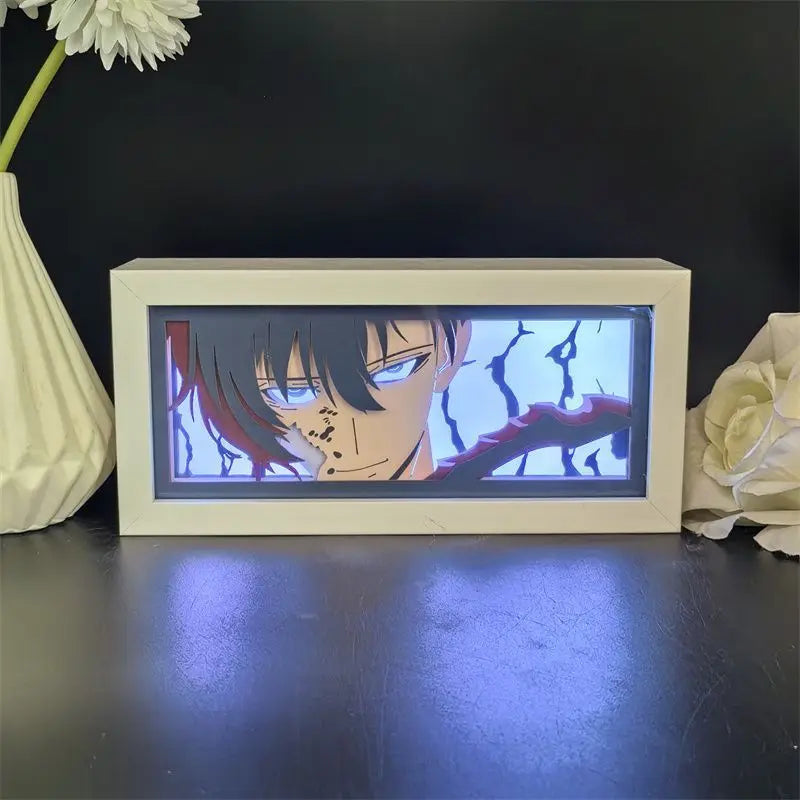 SOLO LEVELING Paper Cut Shadow Box – RGB LED Light Display - Angle View | Kamigami – Solo Leveling Collectibles