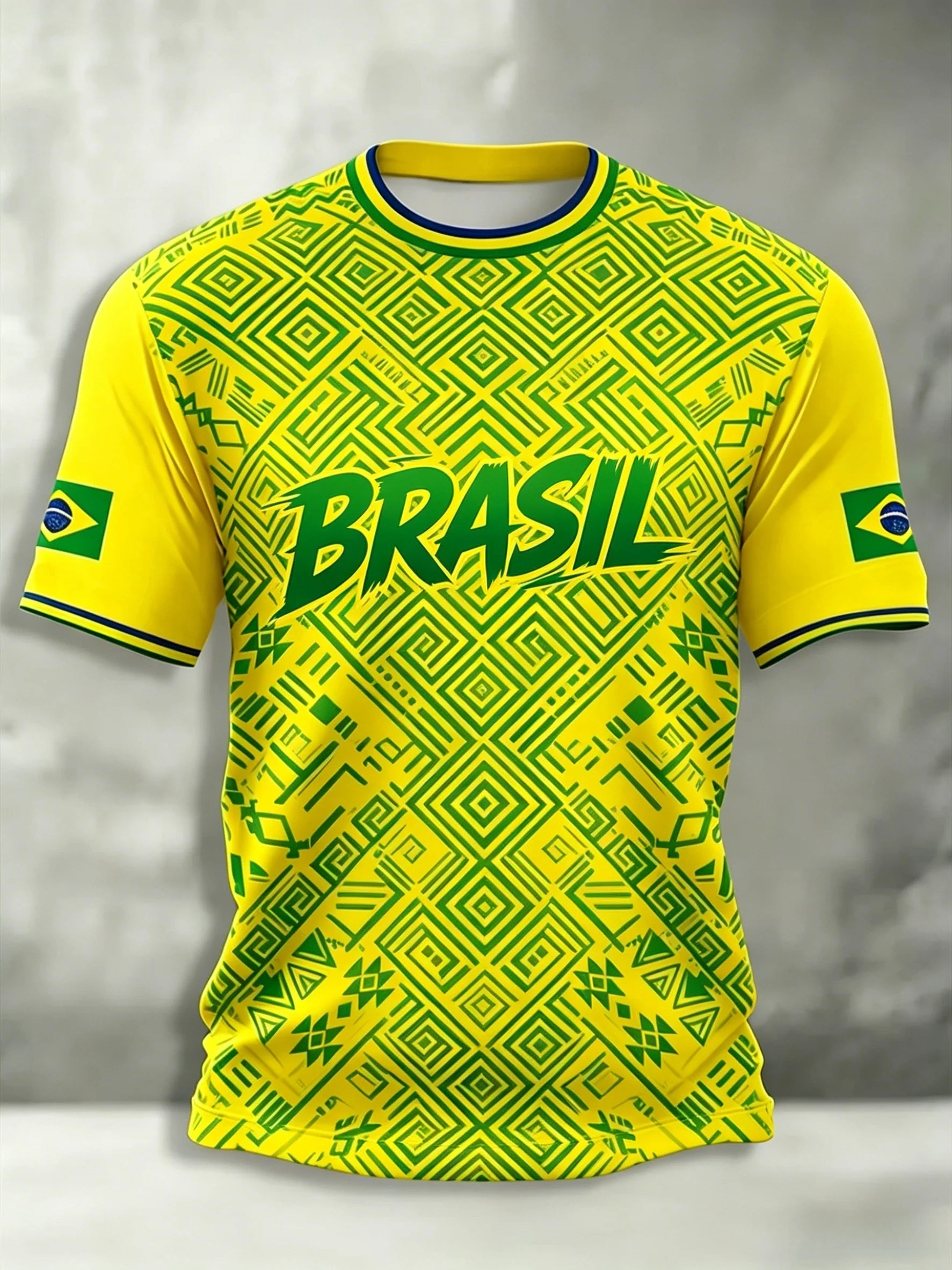 🇧🇷 Brazil Football T-Shirt 2026 | 3D Print Crew Neck Tee | Men's Samba Style World Cup Jersey