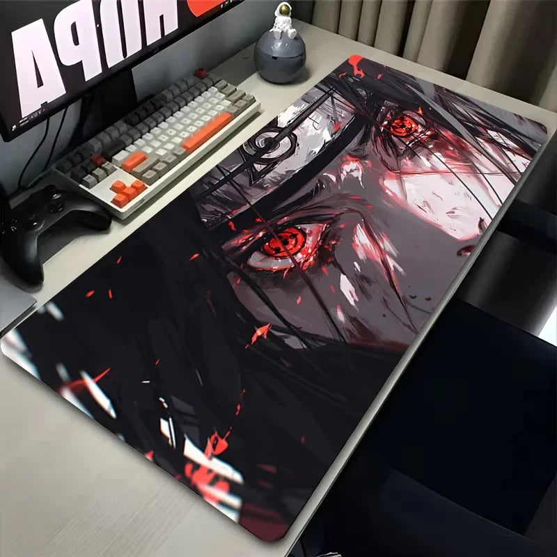 Anime Black & White XL Mouse Pad – Extended Rubber Gaming Desk Mat - Close-Up | Kamigami