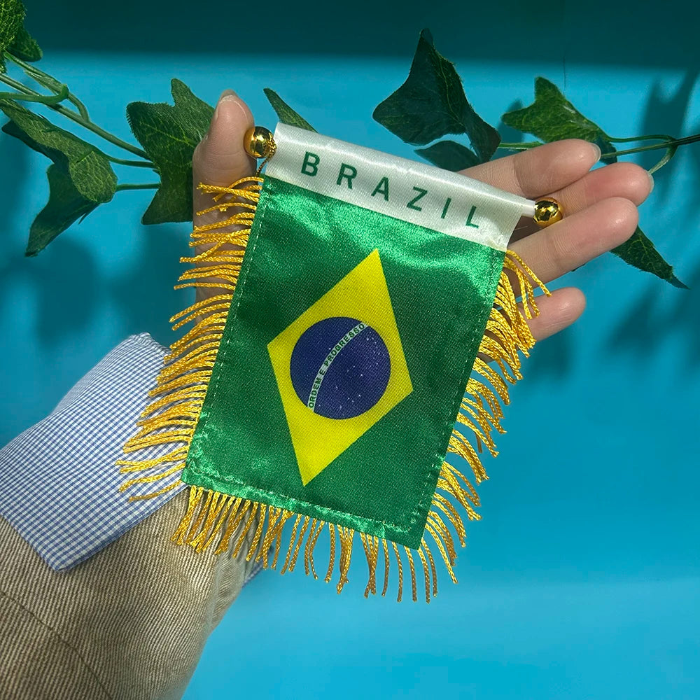 🇧🇷 Brazil Football Scarf Flag 14x130cm | Double-Printed Satin Banner | World Cup 2026 Fan Essential