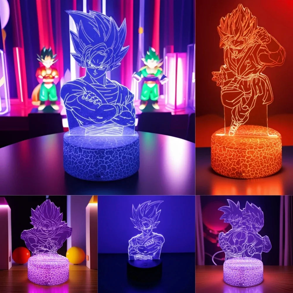 DRAGON BALL Z 3D LED Lamp – Goku, Vegeta & Gohan Super Saiyan Night Light | Kamigami – Dragon Ball Collectibles
