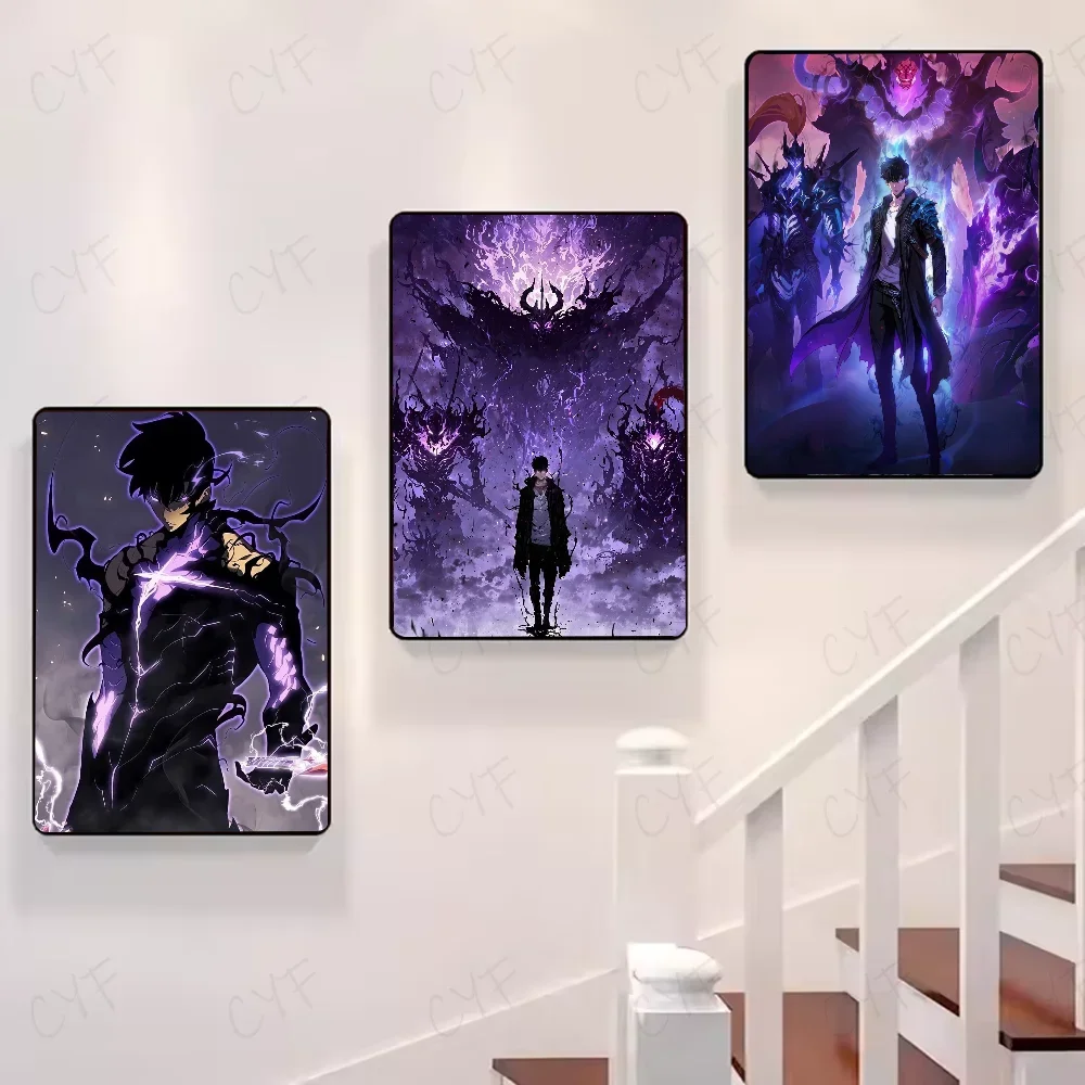 SOLO LEVELING Frameless Canvas Painting – Anime Wall Art Print - Back View | Kamigami – Solo Leveling Collectibles