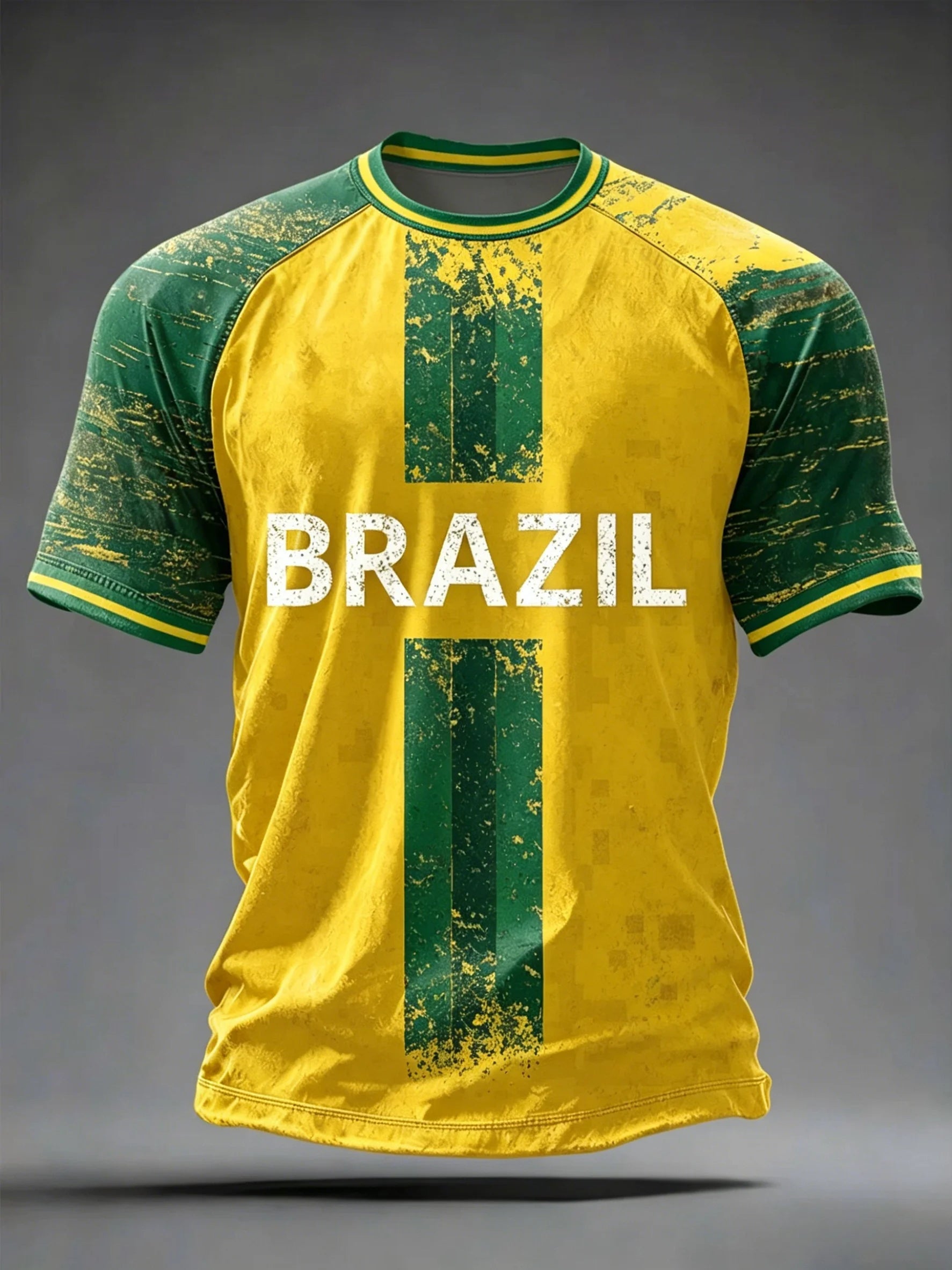 🇧🇷 Brazil Football T-Shirt 2026 | 3D Print Crew Neck Tee | Men's Samba Style World Cup Jersey