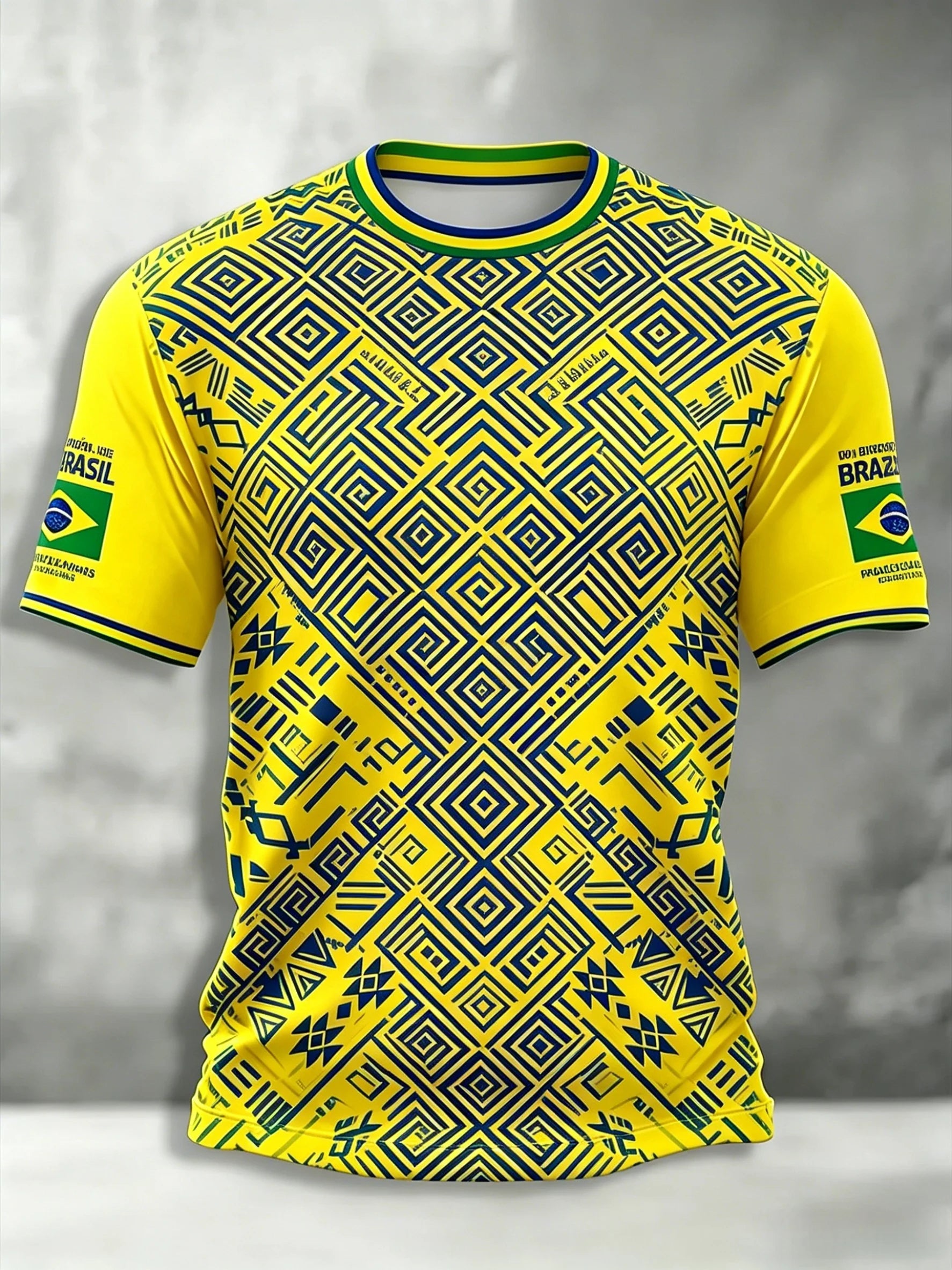 🇧🇷 Brazil Football T-Shirt 2026 | 3D Print Crew Neck Tee | Men's Samba Style World Cup Jersey