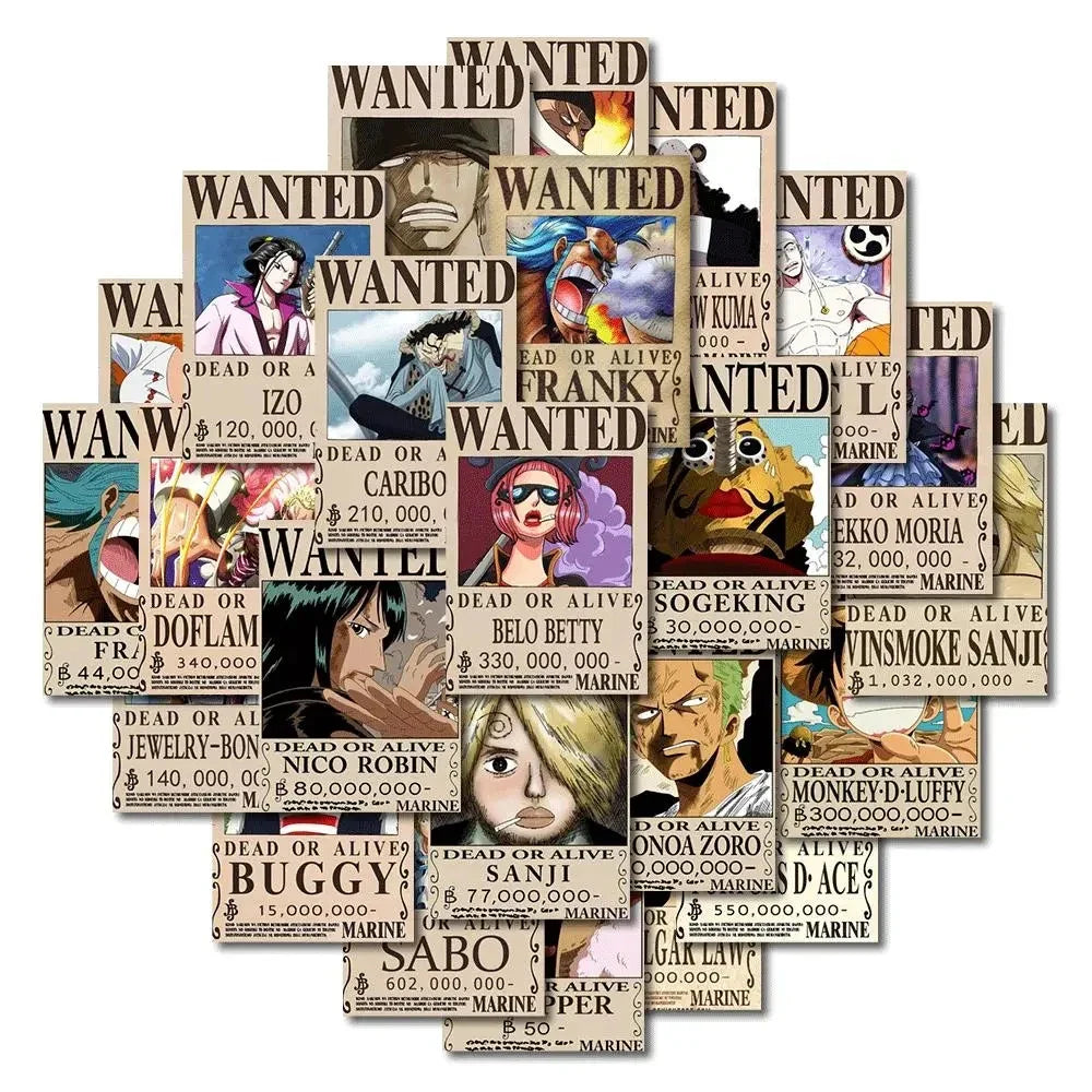 ONE PIECE Wanted Posters Stickers – 10/30/56 Pack Options - Display Box | Kamigami – One Piece Collectibles