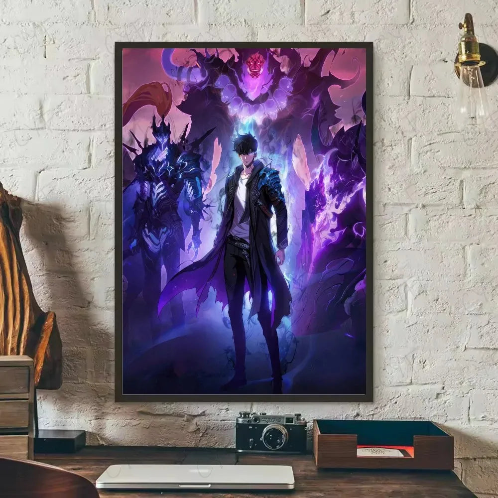 SOLO LEVELING Frameless Canvas Painting – Anime Wall Art Print - Detail View | Kamigami – Solo Leveling Collectibles
