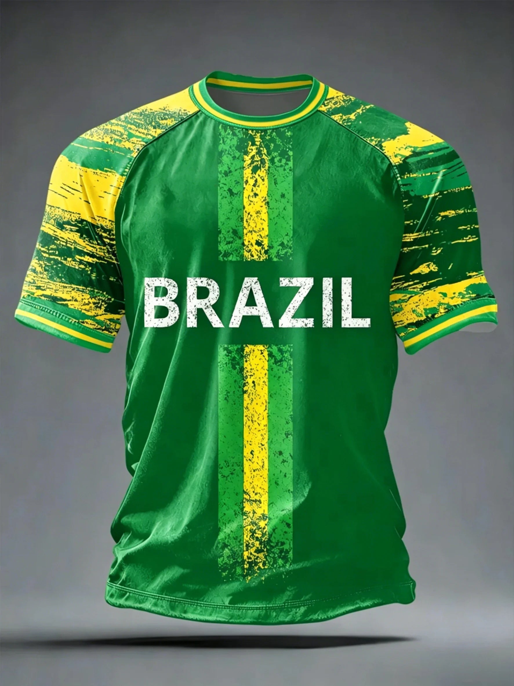 🇧🇷 Brazil Football T-Shirt 2026 | 3D Print Crew Neck Tee | Men's Samba Style World Cup Jersey