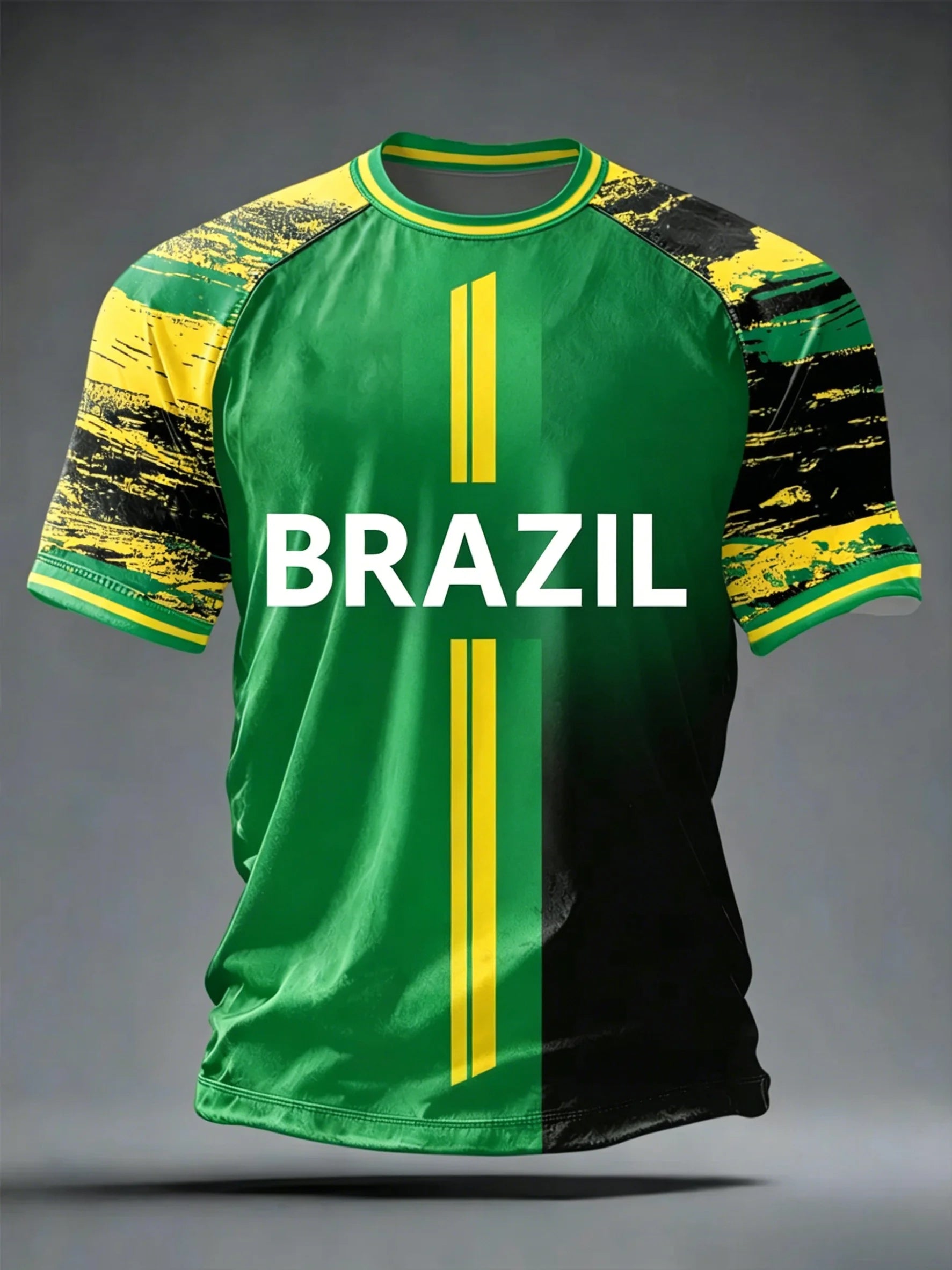 🇧🇷 Brazil Football T-Shirt 2026 | 3D Print Crew Neck Tee | Men's Samba Style World Cup Jersey