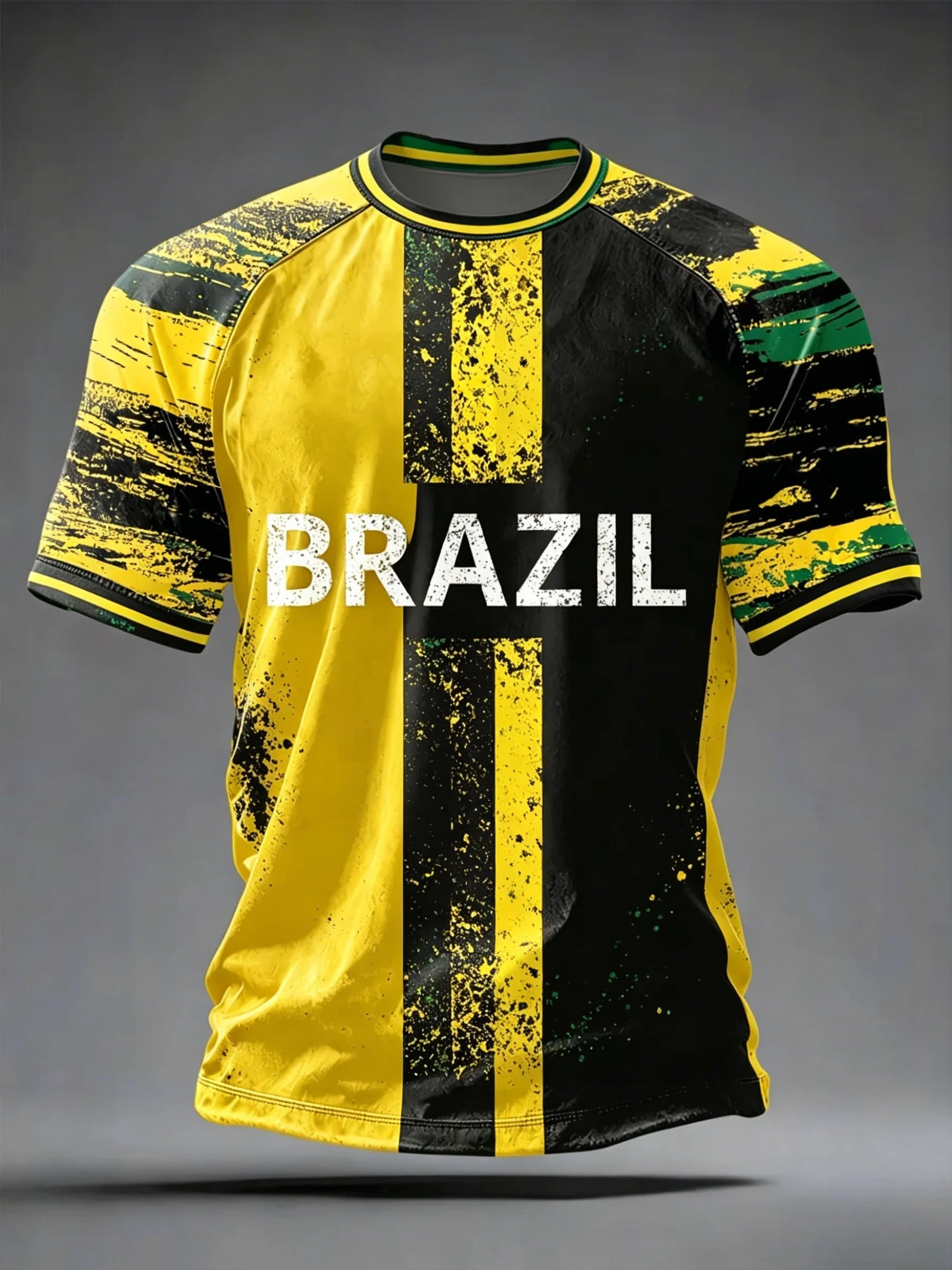 🇧🇷 Brazil Football T-Shirt 2026 | 3D Print Crew Neck Tee | Men's Samba Style World Cup Jersey
